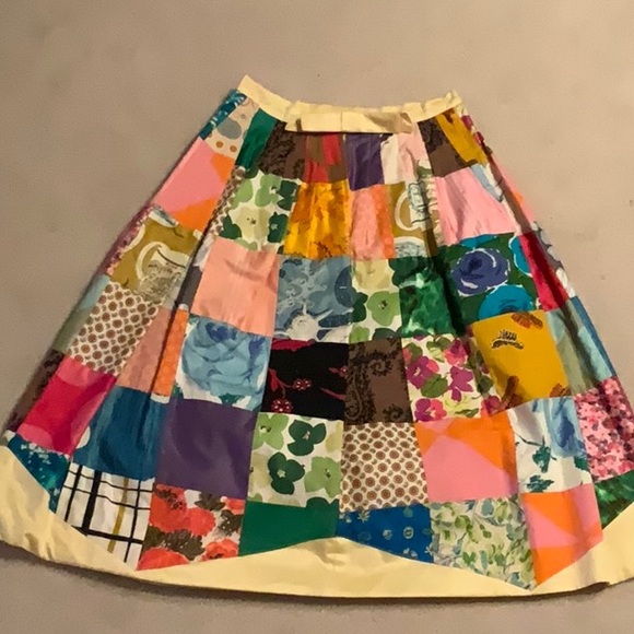 60s - 70s VINTAGE Patchwork A-Line Skirt Adorable! - Picture 3 of 8